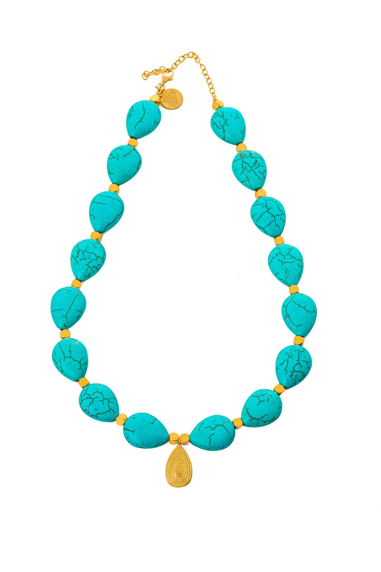 Bianca turquoise  necklace brass  by Pearl Martini