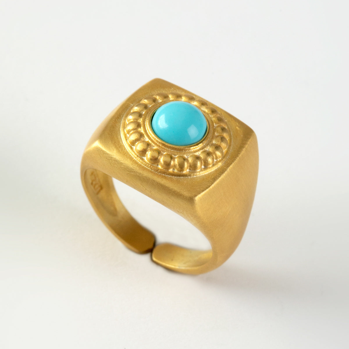 Athena Turquoise ring, silver 925° gold plated 22k by Pearl Martini