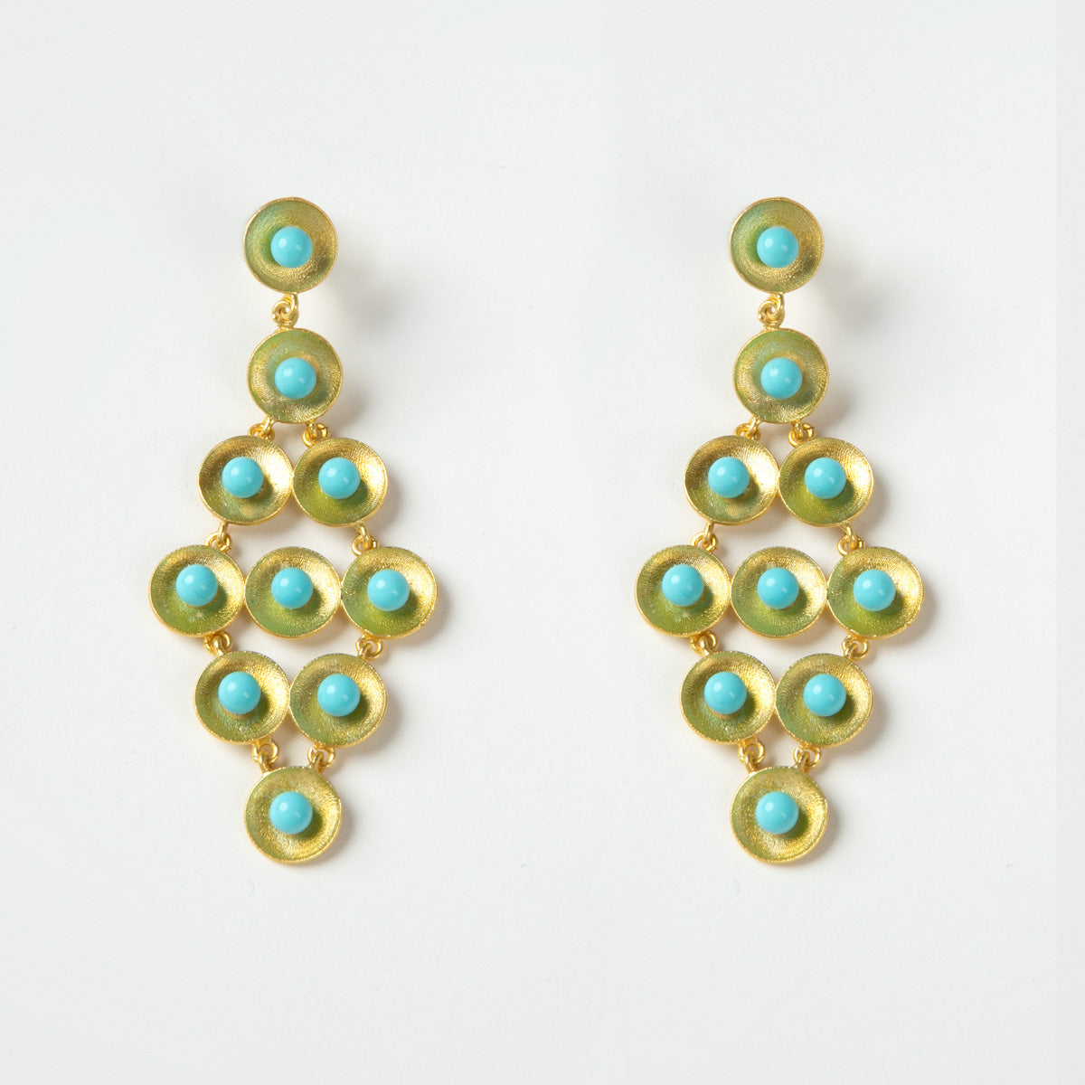Hermione Turquoise earrings,  silver 925° gold plated 22k  by Pearl Martini