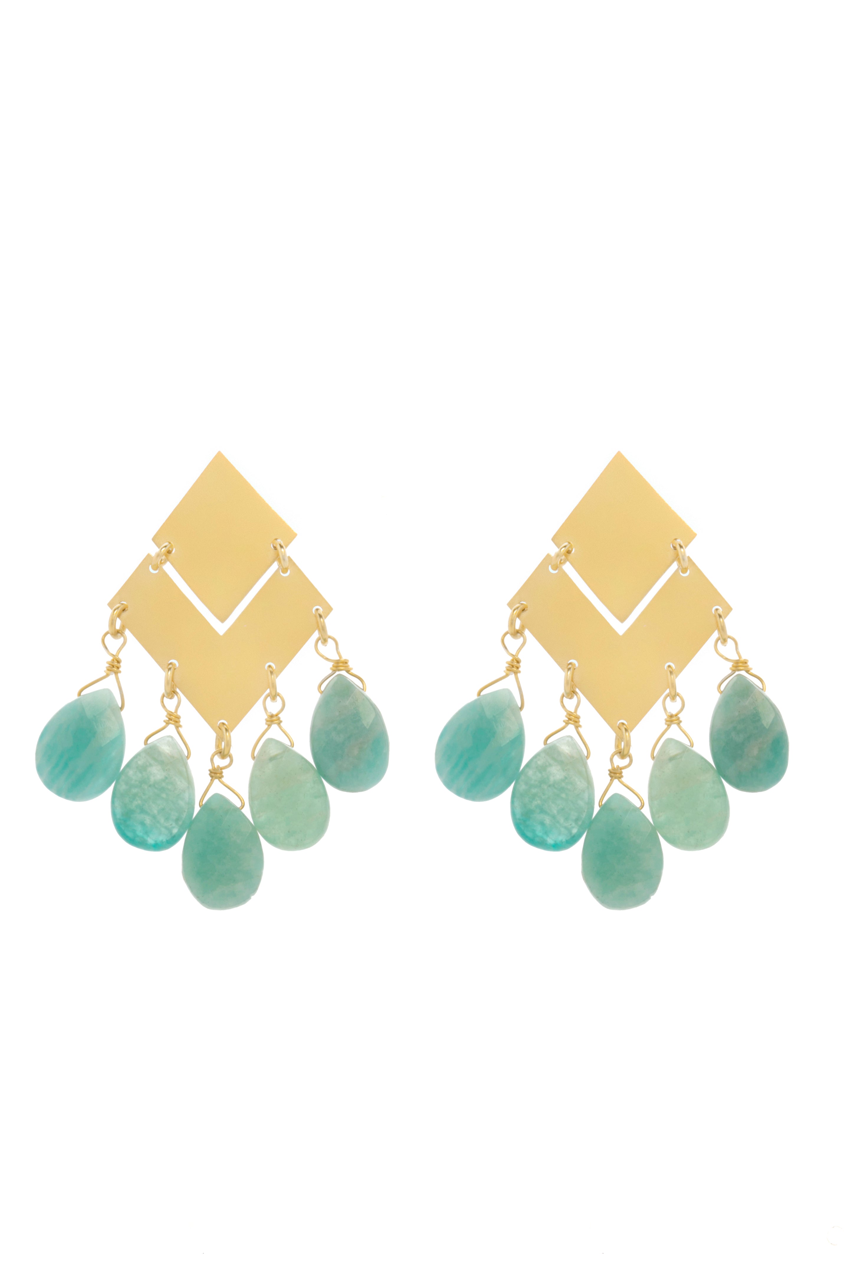 Karen Amazonite earrings,  silver 925° gold plated 22k  by Pearl Martin