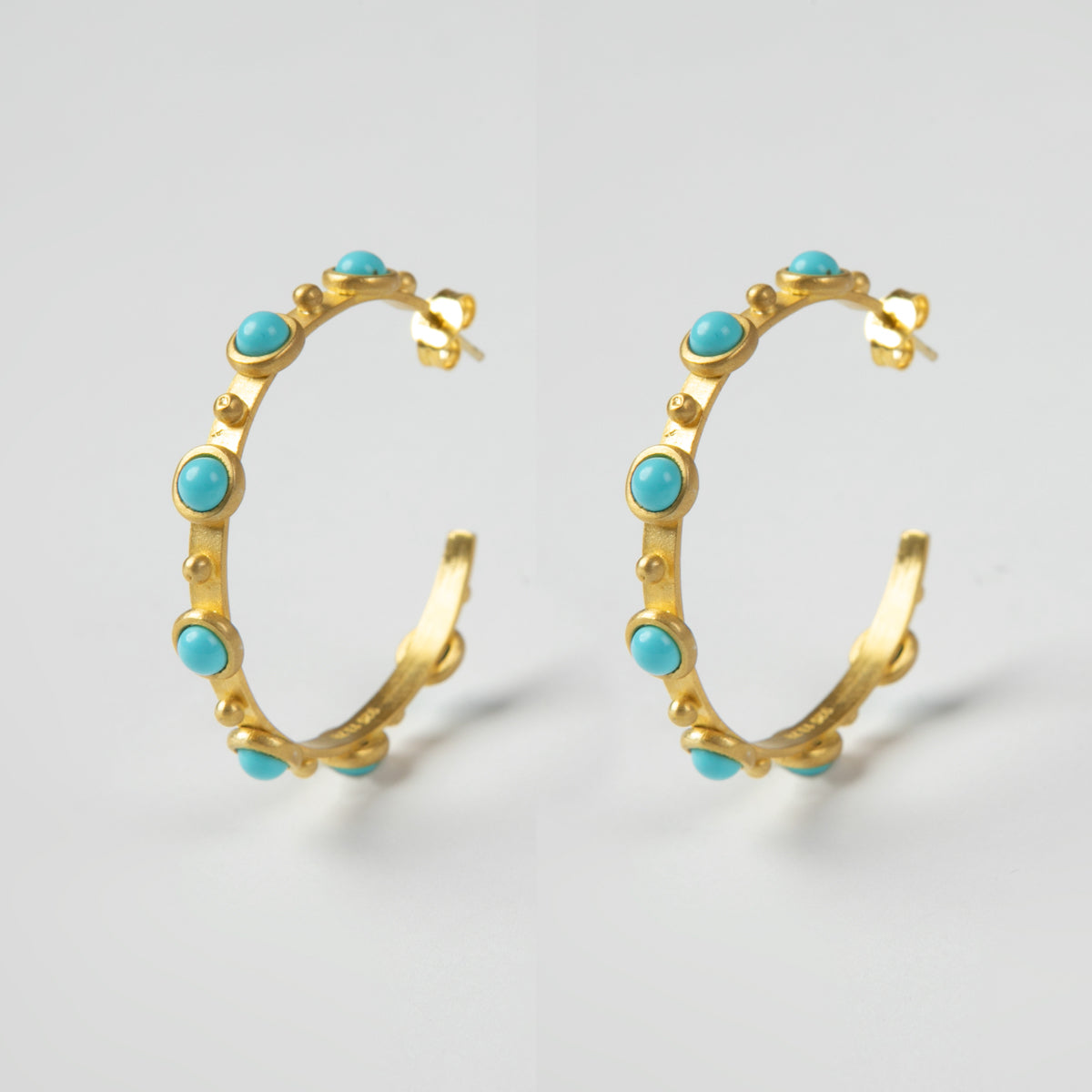 Dorothea Turquoise earrings silver 925° gold plated 22k by Pearl Martini
