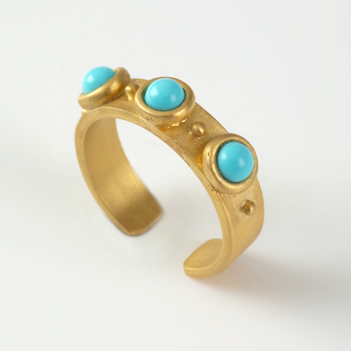 Dorothea Turquoise ring, silver 925° gold plated 22k by Pearl Martini