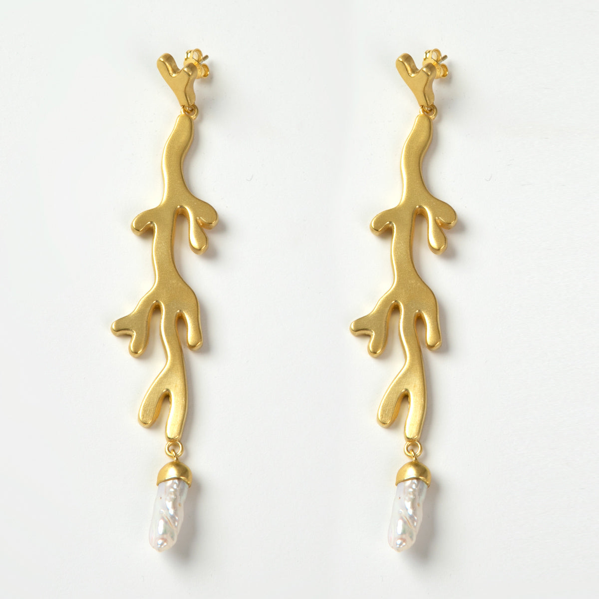 Kalypso earrings silver 925° gold plated 22k by Pearl Martini
